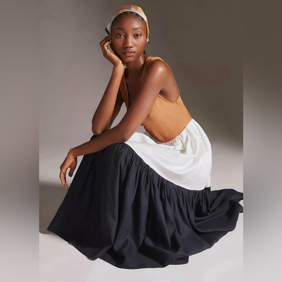 NWT Anthropology En Saison V-Neck Colorblock Maxi Dress - Picture 4 of 11